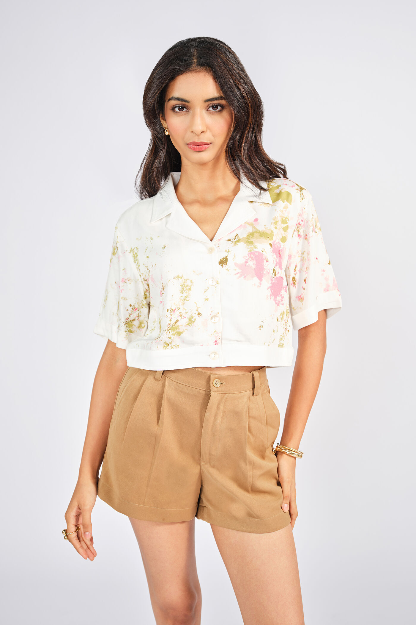 Floral Trellis Crop Shirt